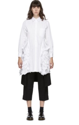 Neiman Markus Go Silk Ruffle-Collar Linen Drama Big Shirt M Tunic Lagenlook