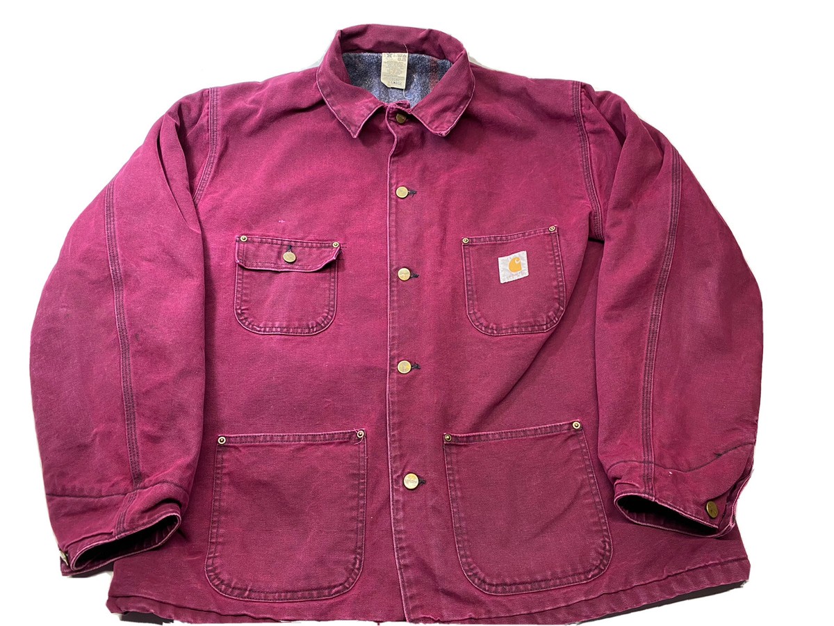 Vintage Carhartt Blanket Lined Work Chore Jacket Size XL Made in