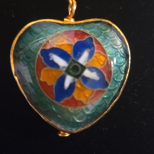 B&E Jewelers Handmade Brass and Mosaic Heart Earrings - Bild 3 von 6