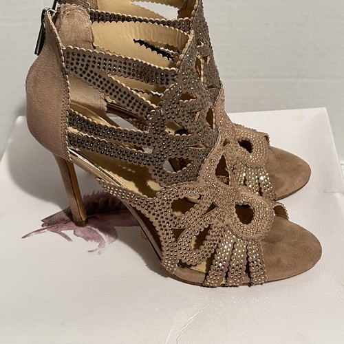 Jessica Simpson - Jessila Formal Peep-toe Stiletto Rhinestone 6 M Dark Sandbar - Picture 5 of 13