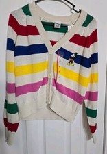 Disney 100 Retro Reimagined Striped Cardigan Sweater Mickey Mouse NWT Size: XS