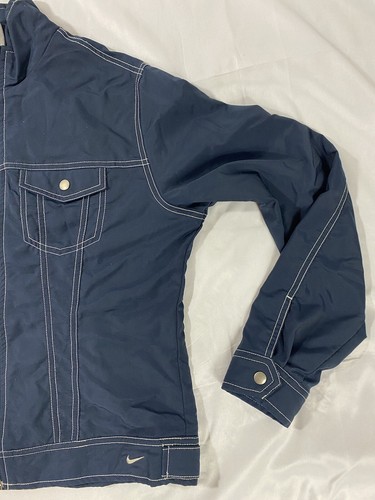 Nike Navy Windbreaker Lightweight Cropped Rain Jacket Sz M Youth 8-10 - Picture 7 of 20