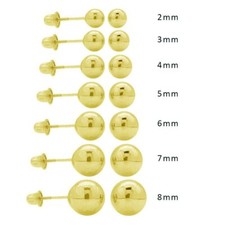 14 KARAT SOLID YELLOW GOLD 5MM ROUND BEAD STUD EARRINGS  SCREWBACK BACKINGS 