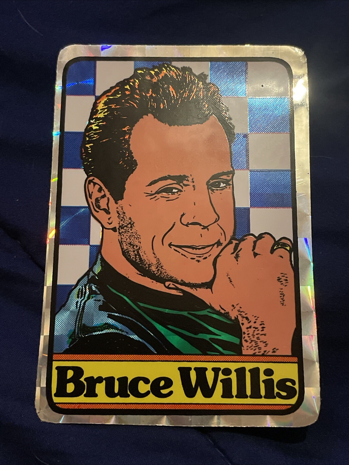 Original Vintage 1980's Bruce Willis Action Star Vending Machine Prism Sticker