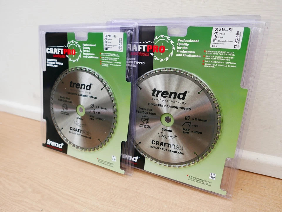 TREND 216MM TCT MITRE SAW BLADES CSB/CC21648 & CSB/CC21660