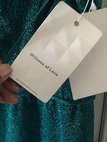 Witness Of Love Mermaid Green Blue Sparkly V Neck Dress Strappy Gown Sz 22 - Picture 2 of 5