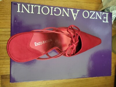 Enzo Angiolini Red Satin Pumps With Matching Sati Bag