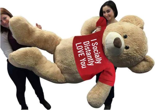 Big Plush® Giant 6 Ft Teddy Bear Soft, Tshirt Says I Socially Distantly Love You - Picture 2 of 2