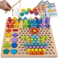 Perlenmosaik Silberne Holzpuzzle Magnetisch Lernspielzeug Sortieren Motorik