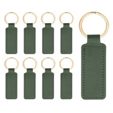 9pcs Leather Keychain,72mm Sublimation Keychain Blanks,Rectangular,Dark Green