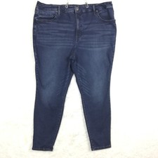 Terra  Sky Womens Jeans Skinny Blue Denim Dark Wash Whiskering Stretch Plus 24W