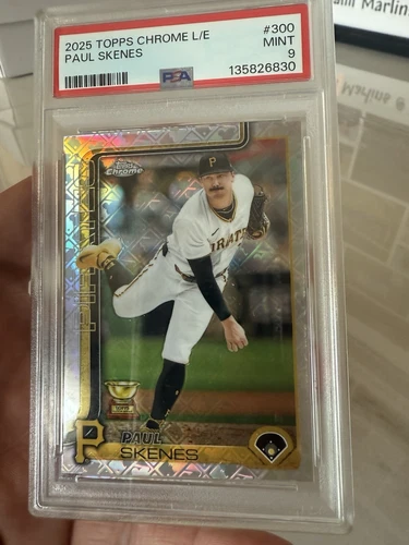 PAUL SKENES 2025 TOPPS CHROME LOGOFRACTOR EDITION #300 PSA 9 Pittsburgh Pirates
