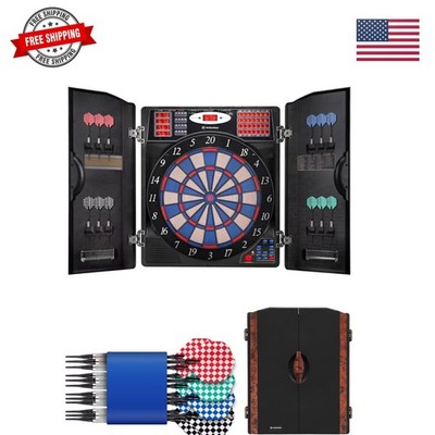 Electronic Dart Board, Soft Tip Dartboard Cabinet Set for Adults, LED Scoring...