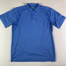 Ariat Tek Charger 2.0 Polo Shirt Men large Blue Fitted Short Sleeve Performance