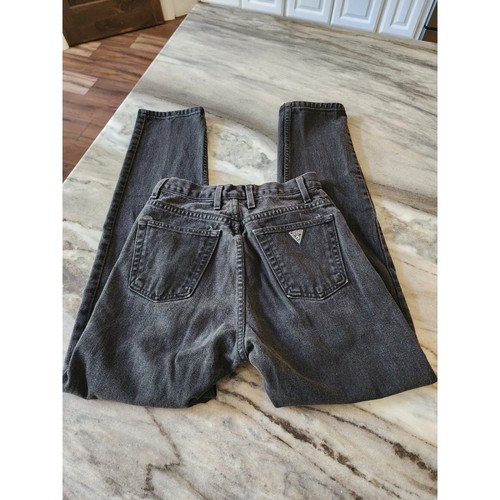 Guess Jeans Vintage Black Wash Denim High Waist Slim Fit Jeans Size 26