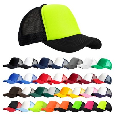 Foam Trucker Hat Mesh Back Curved Brim Snapback Blank Plain Solid Adjustable Men