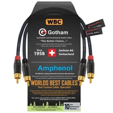 1 Foot RCA Cable Pair - Gotham GAC-4/1 (Black) Star-Quad Audio Interconnect C...
