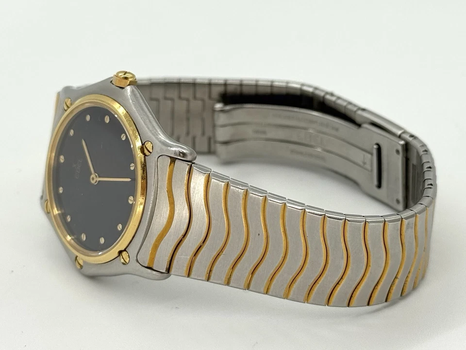 Reloj de cuarzo Ebel Classic Wave de acero y oro de 18 quilates esfera negra 34 mm 181909 - NO FUNCIONA Foto 3 de 4