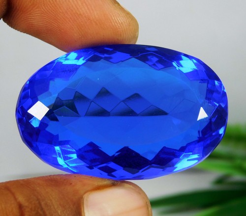 Enorme Gemma Sciolta Taglio Ovale Tanzanite Blu Naturale Certificata 121,95 Ct - Foto 10 di 12