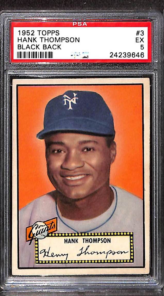 1952 Topps #3b HANK THOMPSON BLACK BACK PSA 5 EX 24239646