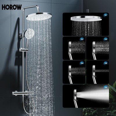 HOROW Duschset Thermostat Duscharmatur Duschsystem Regendusche mit Handbrause