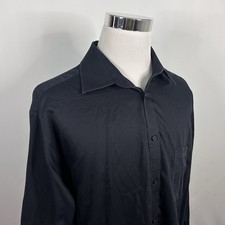 Michael Kors 18.5 36/37 Tall Non Iron Dress Shirt All Black 100% Cotton Formal