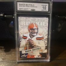 Leaf 2018-19 Special Release Prized Rookie #03 Baker Mayfield Football Card. rookie card picture