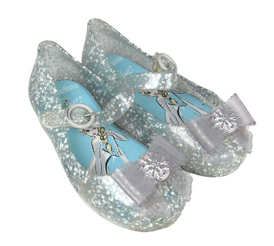 MINI MELISSA Toddler 8 Disney Elsa Frozen Pale Blue Jelly Shoes Snowflake Bow