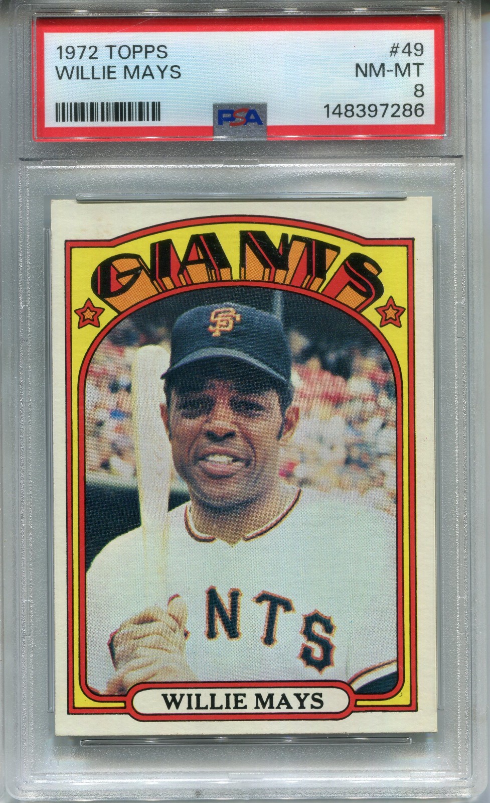 1972 Topps #49 Willie Mays PSA 8 NM-MT San Francisco Giants view 1