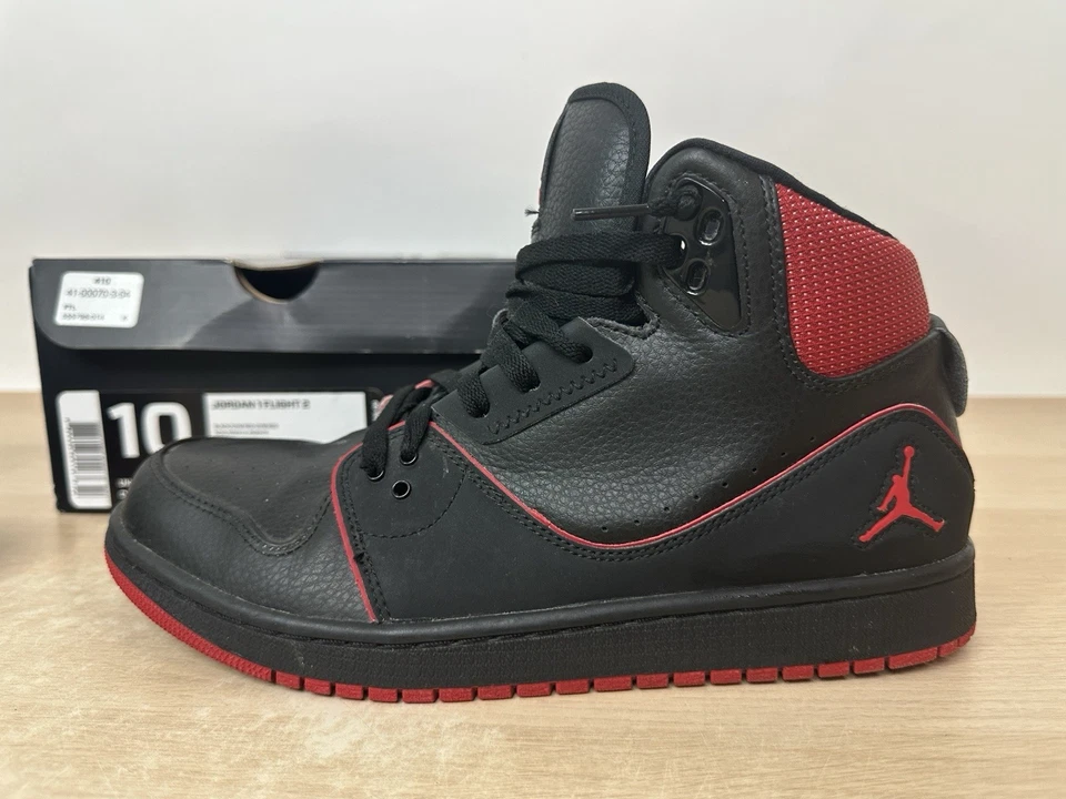 Nike Jordan 1 Flight 2 Negro/Rojo Gimnasio Hombres Zapatos Atléticos Talla 10 55978-014 En Caja Foto 2 de 4