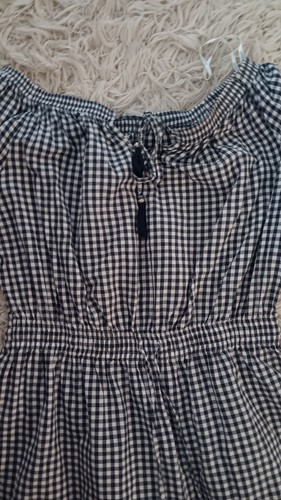 Women’s Blue Island Romper Navy Blue & White Plaid Sz XL - Picture 3 of 5