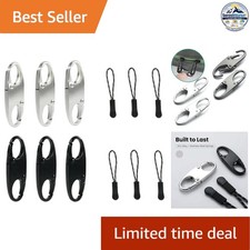 Zipper Pull Replacement Clips 12 Pcs Black Silver Zinc Alloy Anti Theft