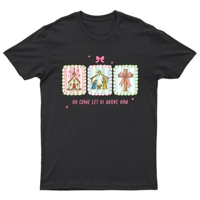 Oh Come Let Us Adore Him Christmas Christian Holidays Herren Damen Grafik...