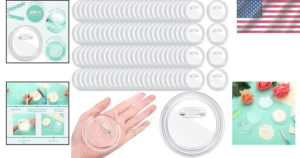 Clear Button Badges - DIY Crafts Supplies - Image 2 of 4