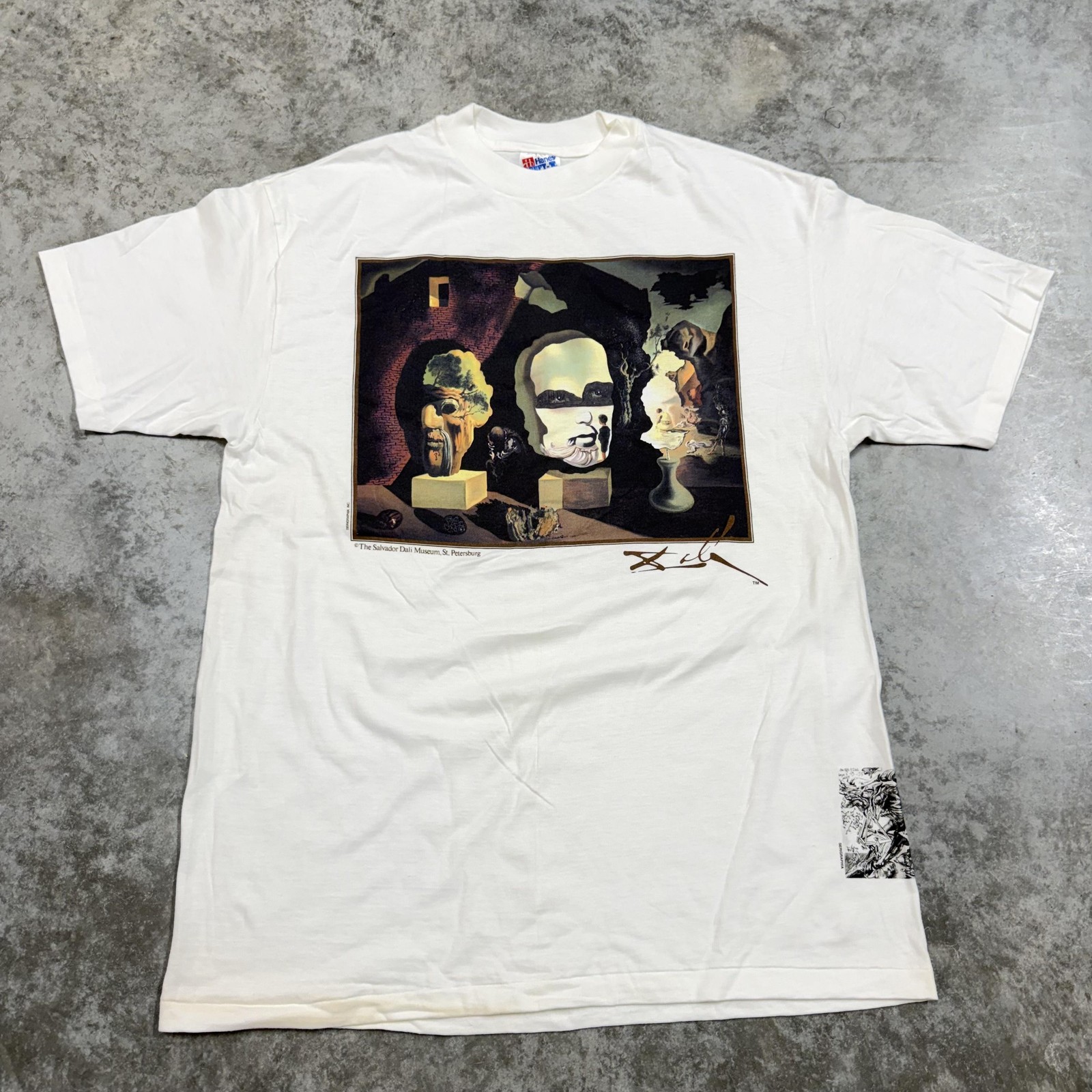 Vintage Salvador Dali Shirt Mens Large White all over Rare test print 90s art