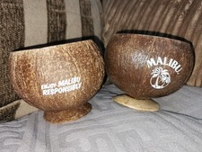 RETRO Genuine COCONUT CUPs by MALIBU Brewerania BAR PUB Collectable RUM Cocktail