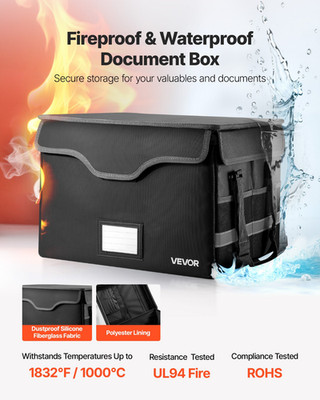 VEVOR Fireproof Document Box, 1832   Heat Insulated Fireproof & Waterproof Box w