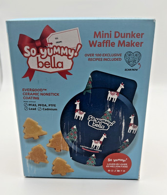 Bella So Yummy Mini Dunker Waffle Maker Christmas Trees - Alpaca Holiday Edition