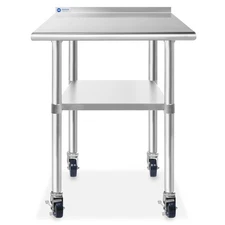 Stainless Steel 24" x 30" NSF Kitchen Restaurant Prep Table w Backsplash Casters