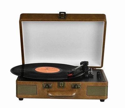 RetroAudio Record Player 3-Speed Bluetooth Portable Suitcase Built-In-Speakers