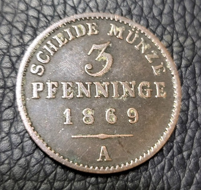 1869 Kingdom of Prussia 3 Pfennig Coin