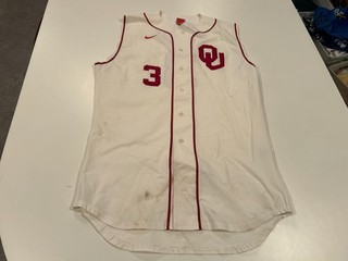 original c. 2001 ZACH HARRIS OKLAHOMA SOONERS college baseball GAME WORN JERSEY