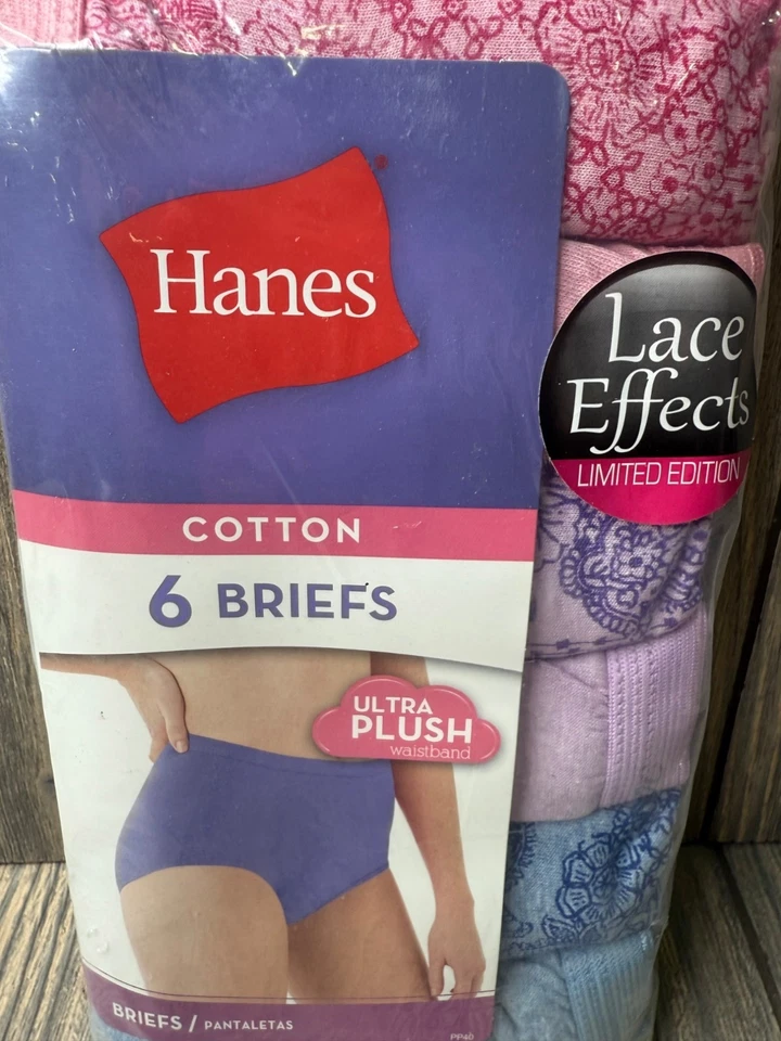 Paquete de 6 pares de calzoncillos Hanes 2013 con efectos de encaje de algodón talla 10 Foto 4 de 4
