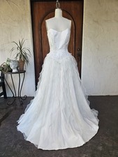 Vintage Strapless Sweetheart Wedding Dress With Full Ruffle Skirt Sequins Lace 6