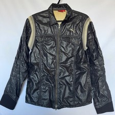 PUMA Mens Nylon Y2K Jacket Black Gray Stripes...