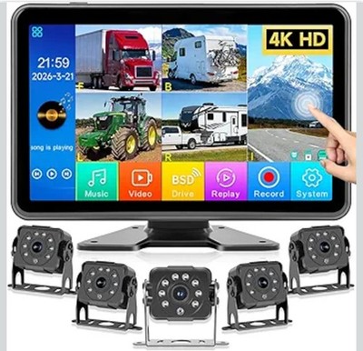 1080P Wired Backup Camera System with 10.1'' Touch DVR Recording Quad Split IP...