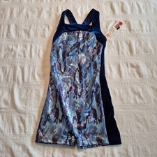 Body Wrappers girls size 16 foil finish gymnastic dance leotard bike tard NWT