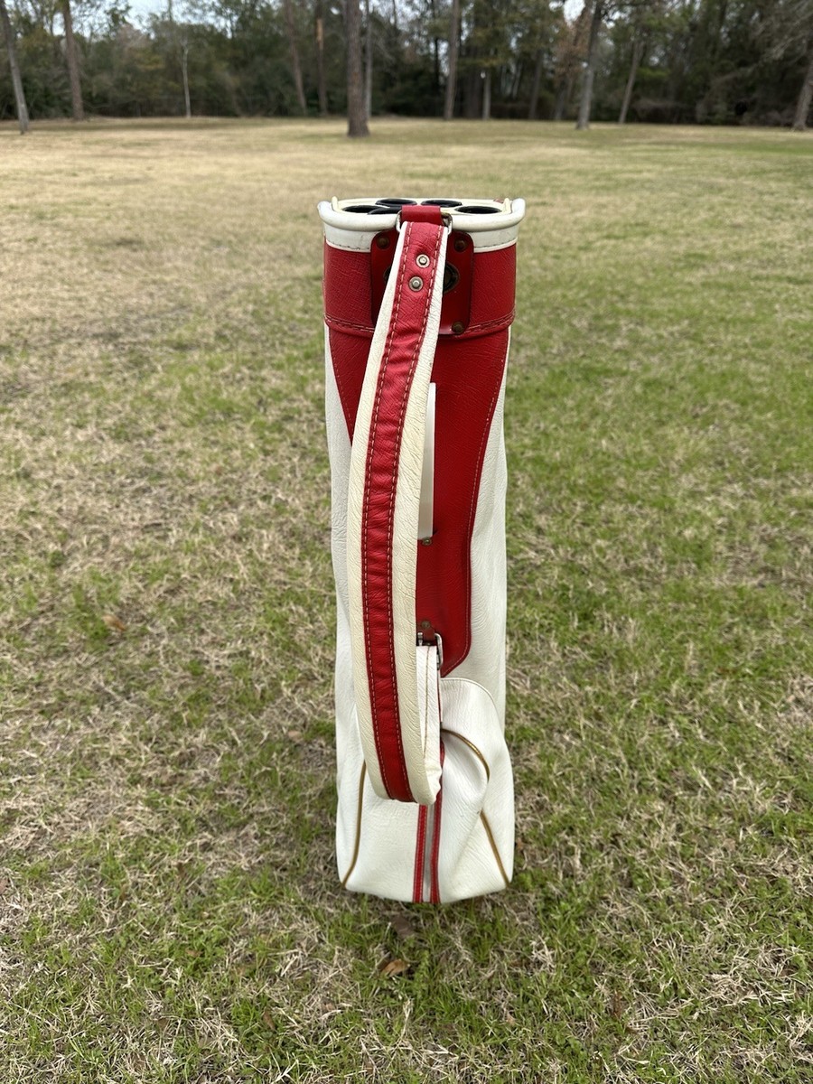 NICE/GOOD* VINTAGE RED/WHITE AJAY A FUQUA COMPANY GOLF BAG ZIPPERS