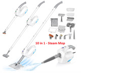 10-in-1 Steam Mop with Detachable Handheld Steamer,10s Heat-Up,120℃ 1300W