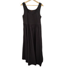 Quince Cotton Mixed Media Tank Dress Black Basic Sleeved L